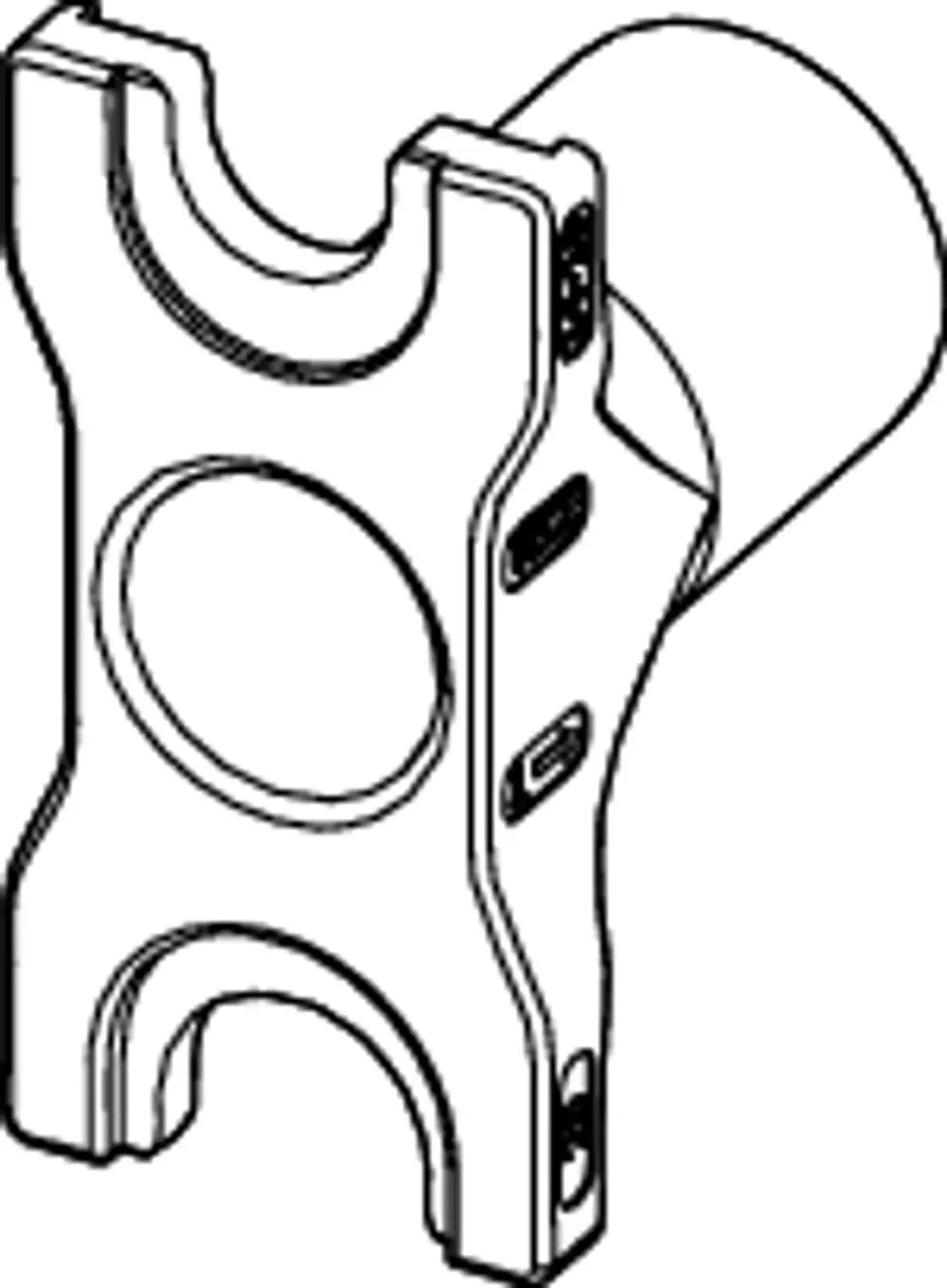 Gabel zur Befestigung von Rohren, designed für TECE-Flex Systeme, mit Aussparungen und öffenbarem Design zur einfachen Montage und Verbindung.